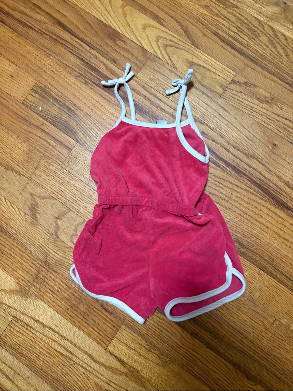 Old Navy Pink Terry Romper with White Trim